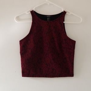 Burgundy Floral Crop Top